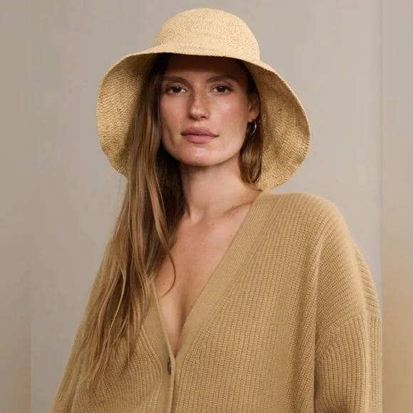 NEW Jenni Kayne $195 Woven Crochet Raffia Sun Hat Natural Size Small/ Medium - Picture 1 of 15
